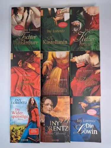 9 Bücher Iny Lorentz: Die Tatarin, Die Löwin, Der rote Himmel, Die Feuerbraut...