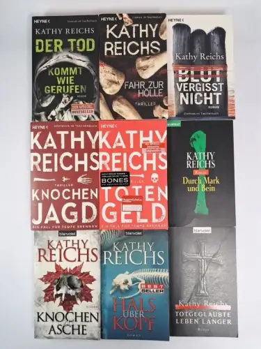 9 Bücher Kathy Reichs, Temperance Brennan, Totengeld,  Knochenjagd, Der Tod ...