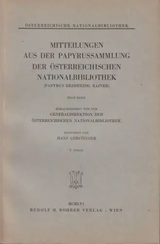 Buch: Akten des VIII. Internationalen Kongresses für Papyrologie Wien 1955