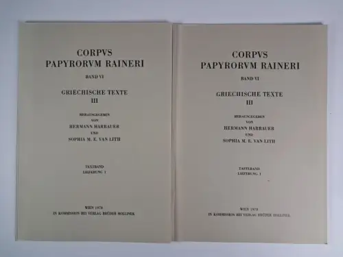 Buch: Corpus Papyrorum Raineri Band VI. Griechische Texte III, 2 Hefte, 1978