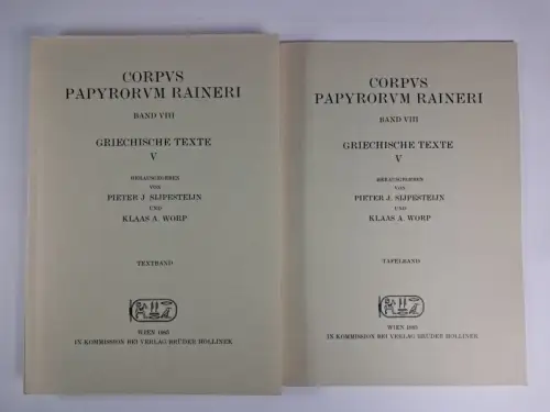 Buch: Corpus Papyrorum Raineri Band VIII. Griechische Texte V, 2 Bände, 1983
