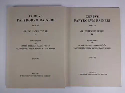 Buch: Corpus Papyrorum Raineri Band VI. Griechische Texte III, 2 Hefte, 1 361695