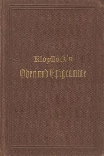 Buch: F. G. Klopstock's Oden und Epigramme, Reclam Verlag, um 1900