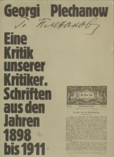 Buch: Eine Kritik unserer Kritiker, Plechanow, Georgi. 1982, Dietz Verlag