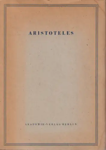 Buch: Über die Seele, Aristoteles. 1986, Akademie-Verlag