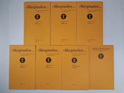 7 Hefte Marginalien. Zeitschrift für Buchkunst und Bibliophilie Nr. 217-221