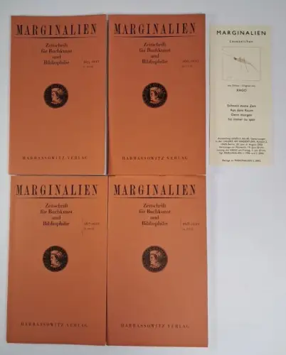 Marginalien Nr. 165-168, Jahrgang 2002, mit Originalgrafik von Xago, Lesezeichen