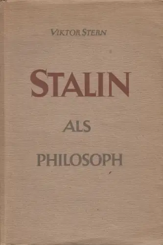 Buch: Stalin als Philosoph, Viktor Stern, 1949, Aufbau Verlag, gebraucht, gut