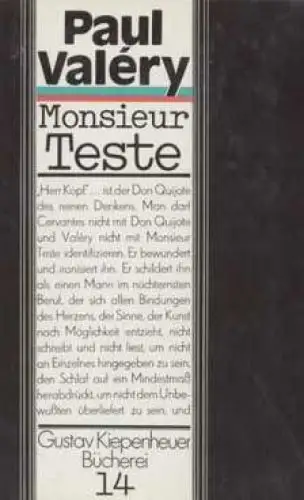 Buch: Monsieur Teste, Valery, Paul. Gustav Kiepenheuer Bücherei, 1983