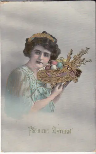 AK Fröhliche Ostern, ca. 1913, Postkarte, Grußkarte, gelaufen, gut