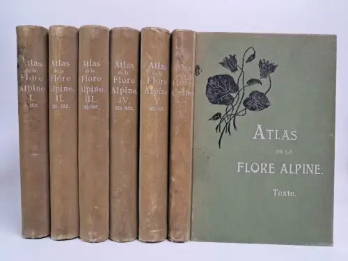 Buch: Atlas de la flore alpine I-V + Textband, Henry Correvon, 1899, Georg & Co.