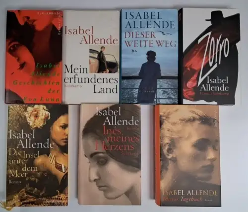 7 Bücher Isabel Allende: Zorro, Eva Luna, Ines, Maya, Die Insel unter dem Meer..
