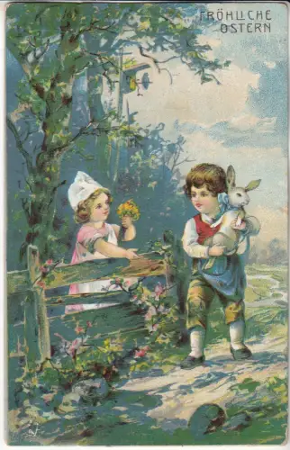 AK Fröhliche Ostern, ca. 1912, Postkarte, Grußkarte, gelaufen, gebraucht, 362139