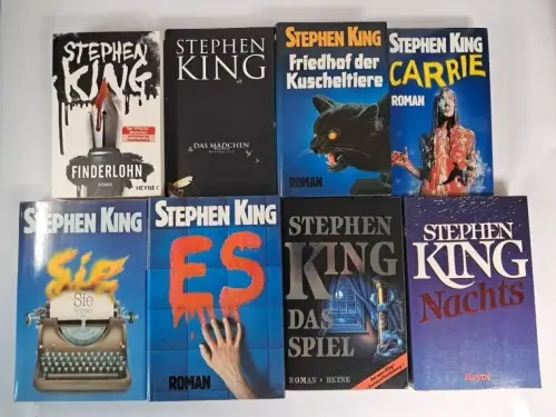 8 Bücher Stephen King: Sie; Es; Carrie; Das Mädchen; Finderlohn; Das Spiel ...