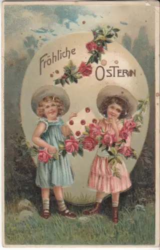 AK Fröhliche Ostern, ca. 1909, Postkarte, Grußkarte, gelaufen, gebraucht, gut