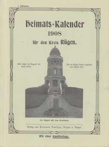 Buch: Heimats-Kalender 1908 für den Kreis Rügen, gebraucht, gut