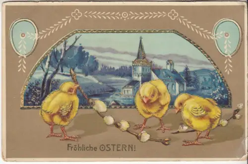 AK Fröhliche Ostern!, ca. 1916, Postkarte, Grußkarte, gelaufen, gebraucht, gut