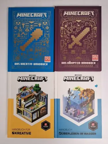 4 Bücher Minecraft: Kämpfer-Handbuch, Kreativ-Handbuch, Überleben im Wasser