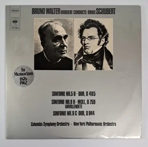Doppel-LP: Bruno Walter dirigiert Schubert - Sinfonie Nr. 5, Nr. 8, Nr. 9, CBS