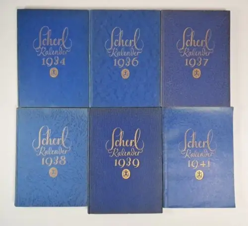 6 Scherl Kalender: 1934 / 1936 / 1937 / 1938 / 1939 / 1941, gebraucht, gut