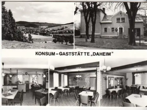 AK Konsum - Gaststätte Daheim. Erlbach (Vogtl.), ca. 1986, Foto-Verlag, gut