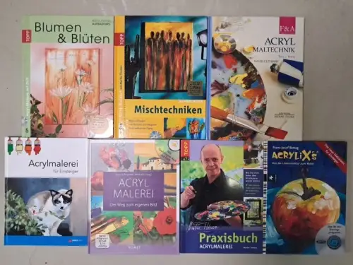7 Bücher Acryl-Malerei: Einsteiger, Praxisbuch, Mischtechniken, Blumen & Blüten