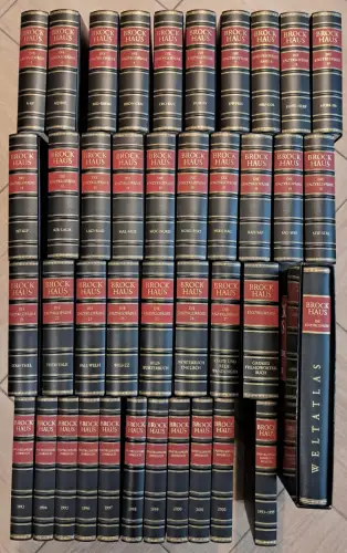 40 Bände: Brockhaus Enzyklopädie, 1-27, Jahrbücher, Register, Weltatlas ...