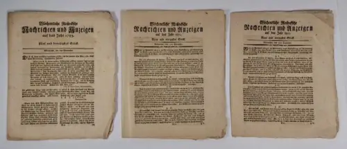 3 Hefte Wöchentliche Rostocksche Nachrichten und Anzeigen, 35/1789, 49/1810