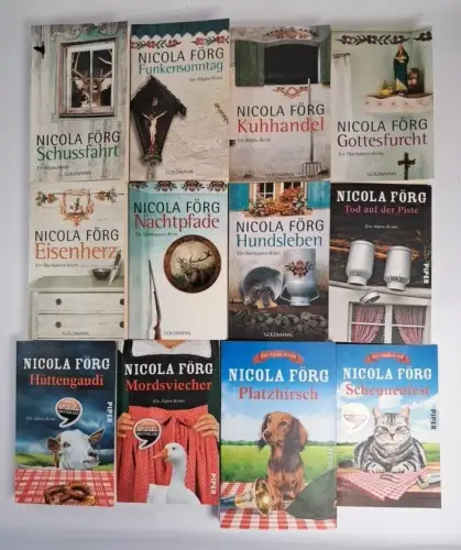 12 Bücher Nicola Förg: 7 Bände Kommissar Weinzir / 5 Bände Kommissarin Mangold