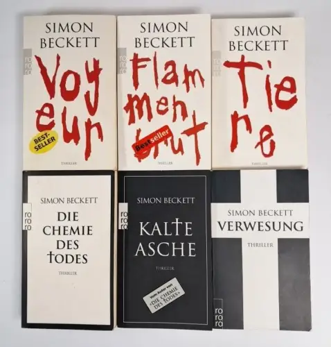 6 Bücher Simon Beckett: Die Chemie des Todes; Kalte Asche; Verwesung; Tiere; ...