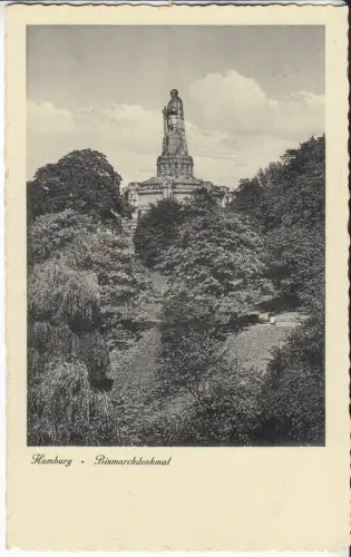 AK Hamburg. Bismarckdenkmal, ca. 1940, Postkarte, ungelaufen, gebraucht, gut