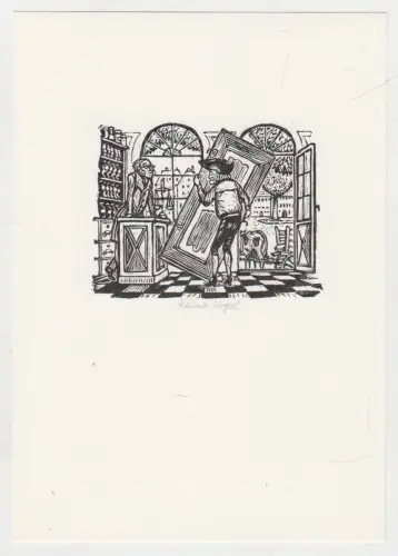 Holzstich zu J.P. Hebel: Das seltsame Rezept, Heiner Vogel, signiert!