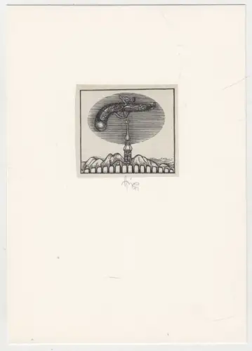 Holzstich zu C.F. Meyer: Der Schuß von der Kanzel, Karl-Georg Hirsch, signiert!