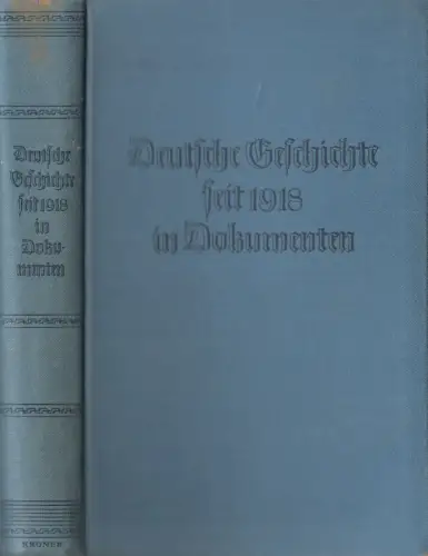 Buch: Deutsche Geschichte seit 1918 in Dokumenten, Ernst Forsthoff, Kröner