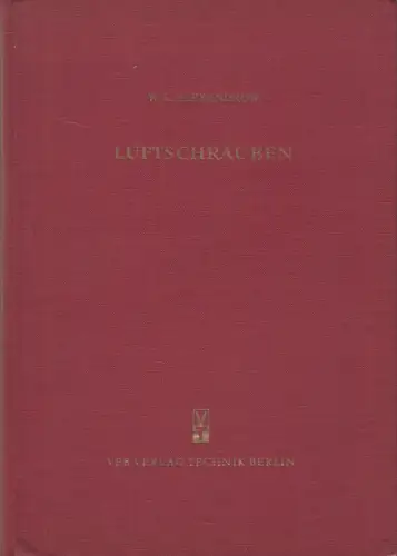 Buch: Luftschrauben, W. L. Alexandrow, 1954, Verlag Technik, gebraucht, gut