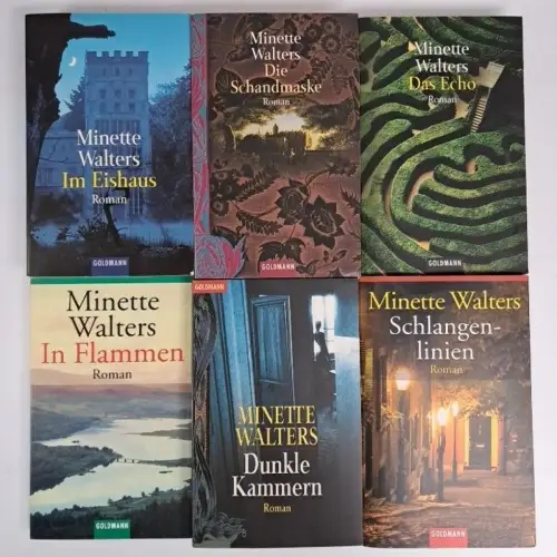 6 Bücher Minette Walters: Eishaus, Schandmaske, Echo, Flammen, Kammern, Schlange