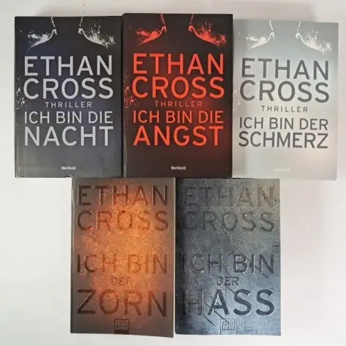 5 Bände Ethan Cross, Shepherd Reihe 1-5: Nacht, Angst, Schmerz, Zorn, Hass