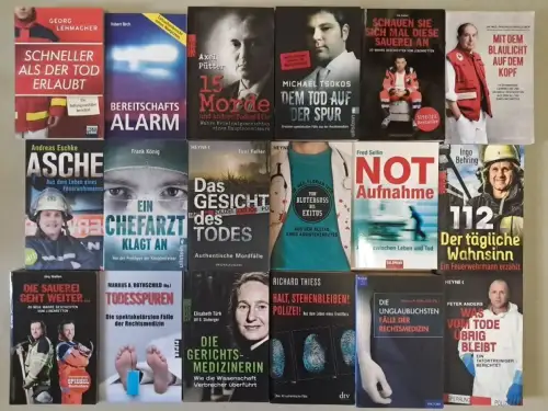 18 Bände Rechtsmediziner, Notarzt, Feuerwehrmann, Tatortreiniger, Ermittler u.ä.