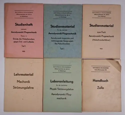 6 Hefte Studienmaterial NVA: Aerodynamik, Flugmechanik, Physik, Strömungslehre