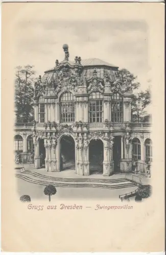 AK Gruss aus Dresden. Zwingerpavillon, Postkarte, ungelaufen, gebraucht, gut