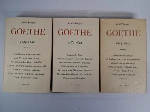 Buch: Goethe 1749-1832, 3 Bände, Emil Staiger, Atlantis Verlag, gebraucht, gut
