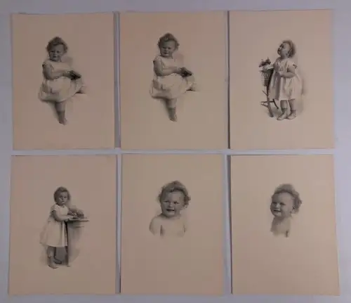 Fotografie: 6 Portraits eines kleinen Mädchens um 1900, Atelier Fritz Reinhard