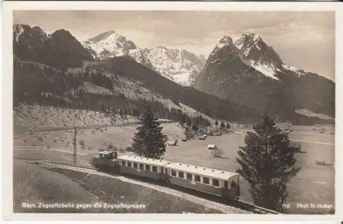 AK Bayr. Zugspitzbahn gegen die Zugspitzgruppe, Hans Huber, Postkarte ungelaufen