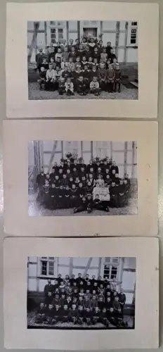 3 Fotografien Gruppenbild Klassenfoto Knaben und Mädchen um 1900, vintage