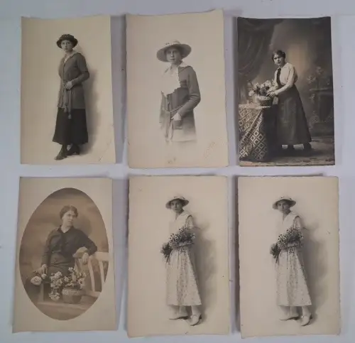 Lot Foto AK 6 Portraits einer jungen Dame namens Tilly, 1915, Atelier Ad. Kleber