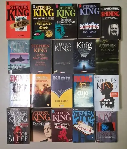 20 Bücher Stephen King: Popsy, Sausannah, Der Buck, Shining, Cujo, Danse Macabre