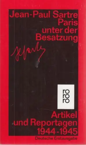 Buch: Paris unter der Besatzung, Sartre, Jean-Paul. Rororo, 1997, gebraucht, gut