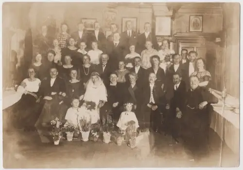 Fotografie: Hochzeitsgesellschaft 1920er Jahre, Großformat, vintage, Hochzeit