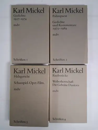 Buch: Karl Mickel - Schriften 1-4, mdv, 4 Bände, Gedichte, Stücke, gebraucht gut