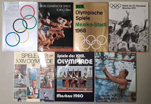 7 Bücher Olympische Spiele, Sommerspiele 1960-1988, Rom, Tokio, Mexiko, München